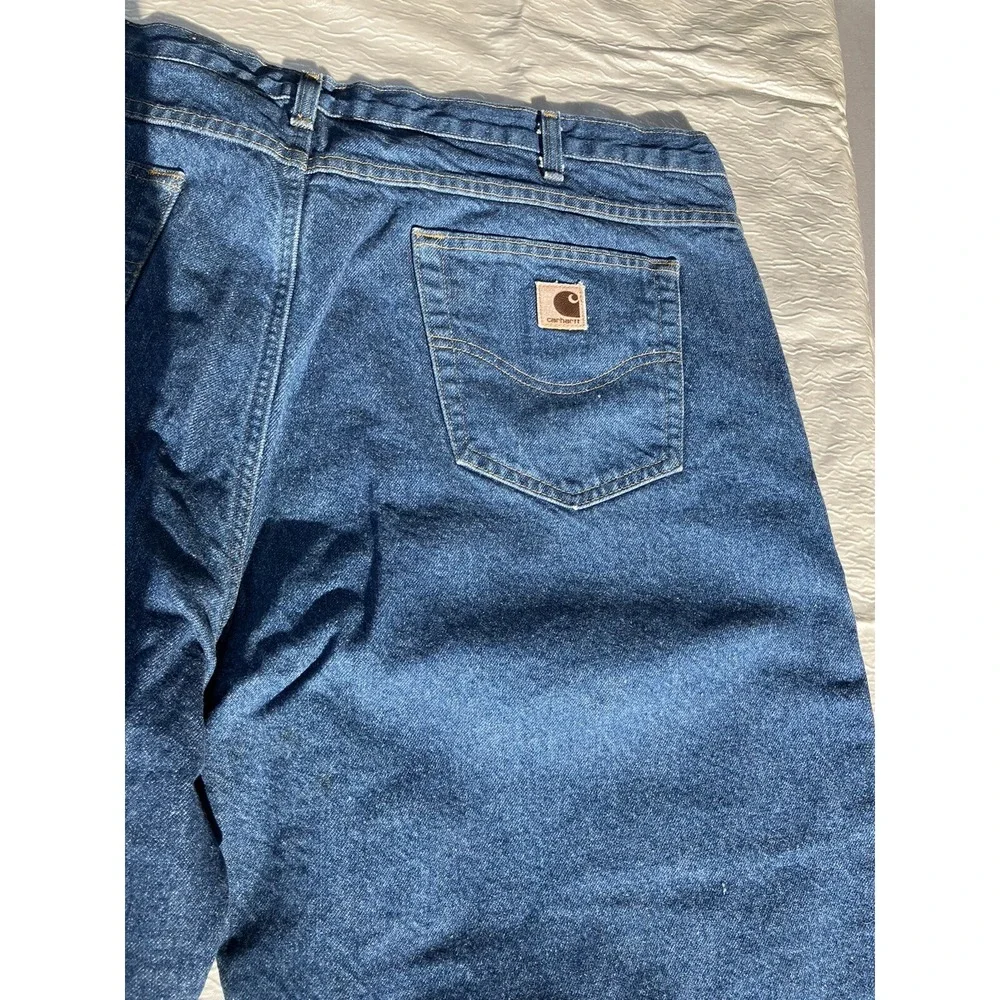 VTG Carhartt Flannel Lined Insulated Denim Jeans B21 DST 46 X 30 USA Components